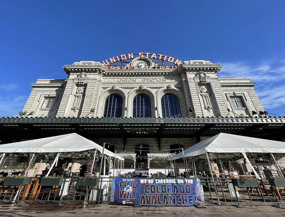 The historic facade and sign of Denver Union Station